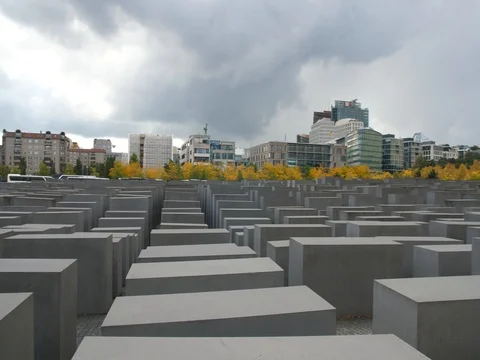 Pan shot of the Holocaust Memorial Stock-Footage 80446325