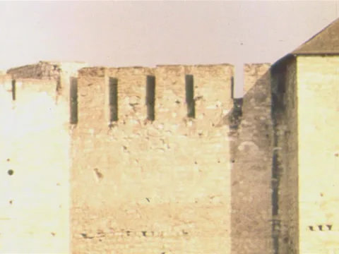 Pan Shot of Medieval Castle Stock Footage 33827213