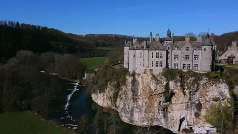 Pan Shot: Medieval Castle Walzin (Belgium) Stock Footage 201992895