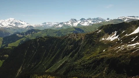 Pan shot of mountain landscape in Rhne-Alpes France Stock Footage 118595053