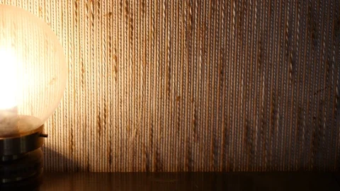 Pan shot of old retro night lamp powered on Stock Footage 88828528