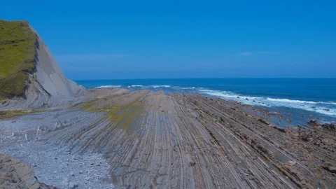Pan shot over flysch at low tide Stock Footage 112295173