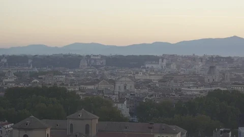 Pan Shot of Panorama from Gianicolo Stock Footage 85553643