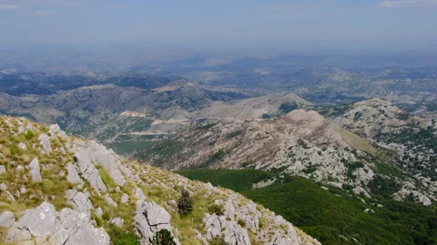Pan shot of panoramic viewpoint at top of Mount Lovcen, Montenegro Video stock 289539817