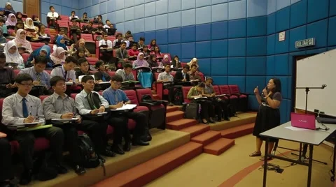 Pan Shot From Professor to Students in Class Lecture in Allianze University Stock Footage 49388632