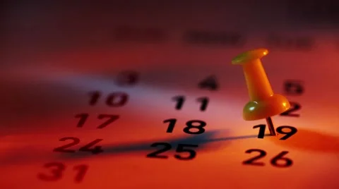 Pan shot of Push pin on a calendar Vídeos de archivo 49159791