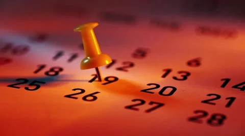 Pan shot of Push pin on a calendar Stock-Footage 49162514