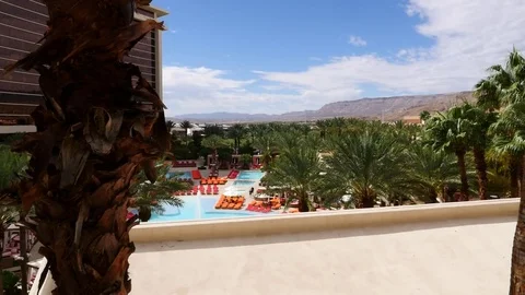 Pan shot of Red Rock Pool Stock Footage 80175511