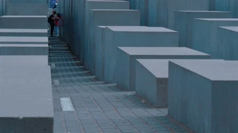 Pan shot, right to left, of the Memorial to Murdered Jews of Europe in Berlin. 動画素材 67353900