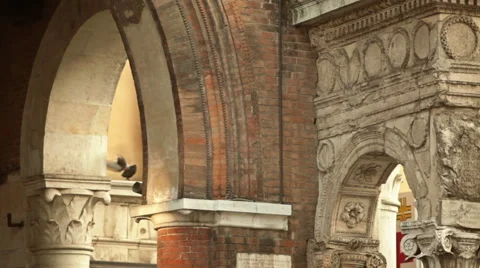 Pan shot on some marble and brick archways Video stock 64881482