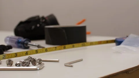 Pan Shot of tools on a table Stock Footage 129203734