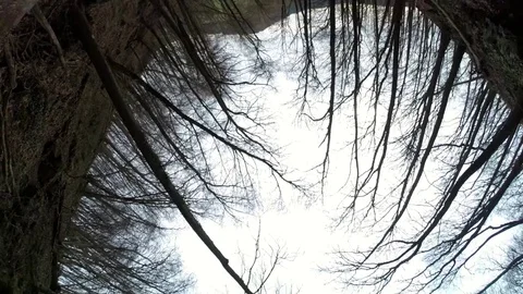 Pan shot towards a waterfall Stock Footage 73275284