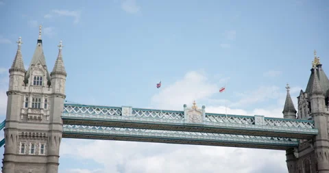 Pan Shot of The Two Towers from The Tower Bridge, London, UK Stock Footage 288145616
