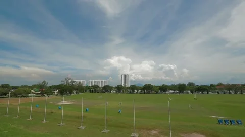 Pan Shot from USM Main Field to USM Sign in Penang Stock Footage 49386801