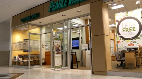 Pan shot of vision store inside Coquitlam shopping mall with 4k resolution Stock Footage 68548261