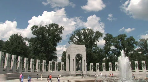 Pan shot of the WW2 Memorial Stock Footage 147258