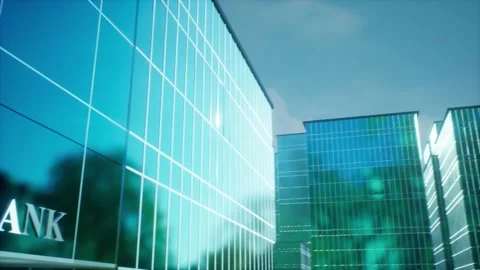 A Pan up to sky from generic bank building afternoon Video stock 155221209