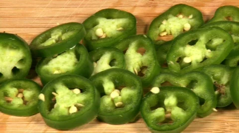 Pan of sliced Jalapenos Stock-Footage 523054