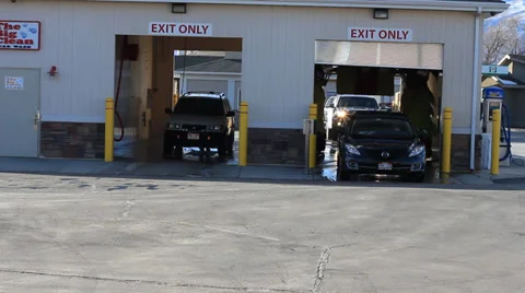 Pan of small car wash facility. Stock Footage 34335511