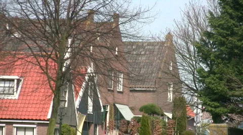 Pan of a small town in Holland Stock Footage 123404