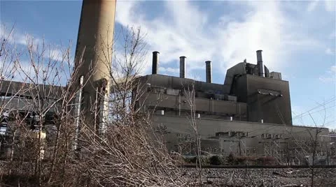 Pan up Smokestack Video stock 22241821