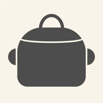 Pan solid icon. Steel saucepan symbol, glyph style pictogram on beige background Illustrazione stock