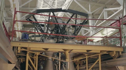 Pan of space rocket engine on the stocks Stock Footage 57736018