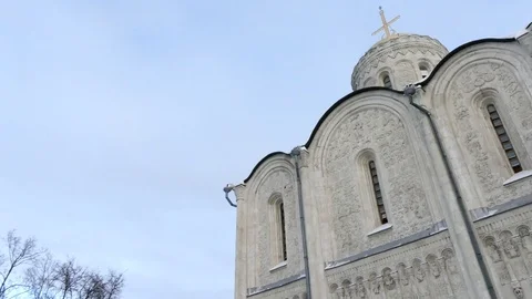 Pan St. Demetrius dome winter Stock Footage 71502447