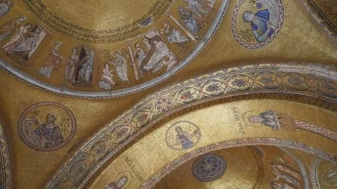 Pan St Marks Mosaic Venice Italy Stock Footage