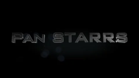 Pan STARRS title 3D metal text on black alpha channel background Stock Footage 301264764