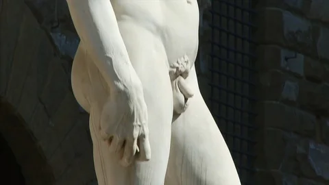 Pan Up Statue of David by Michelangelo, Florence Stock Footage