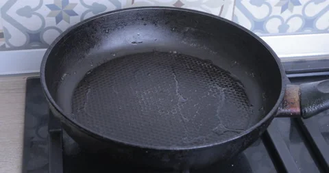 The pan is on the stove Stock Footage 125614213