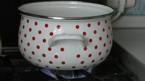 The pan on the stove is heated Stock Footage 138708531