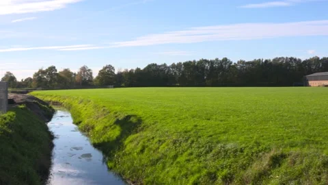 Pan stream valley + pan construction works water retention and storage Stock Footage 224085754