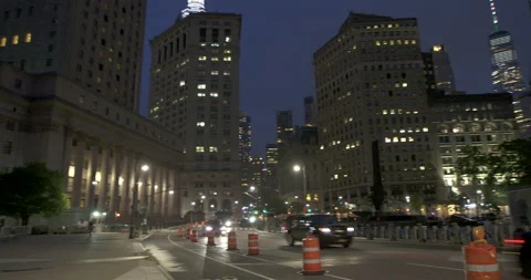 Pan From Street To New York County Supreme Court Building In NYC At Night Vídeos de archivo 157830053