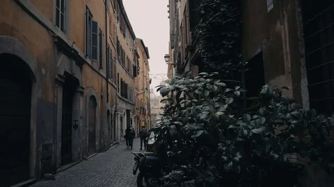 Pan of a street in Rome, 4K, 24fps Stock Footage