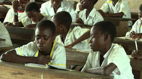 PAN OF STUDENTS IN ADEISO CLASSROOM Stock Footage 57981292
