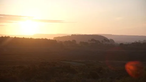 Pan of sunrise in Devon countryside Stock Footage 102978161