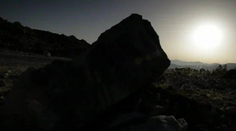 Pan sunset on mountains Stock Footage 514389