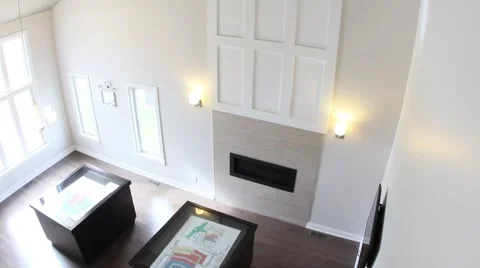 Pan of tall ceiling in big home Stock Footage 55385385