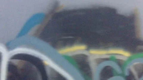 Pan Through Wall of Graffiti View from Moving Train Stock Footage 111680692