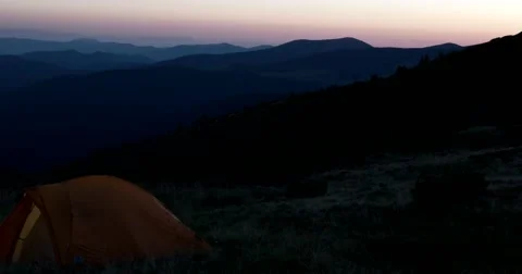 Pan Time Lapse Over Carpathian Mountain Range at Sunset Stock Footage 67144581