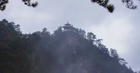 Pan of time lapse of tayun mountains in autumn Video stock 69154259