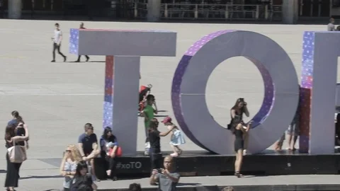 Pan of Toronto Pan Am Games sign Stock Footage 77446441