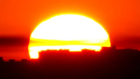 Pan tracking Dramatic City Sunrise Timelapse Stock Footage 96469069