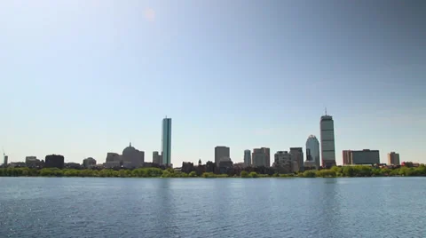 Pan from Trees to Boston Skyline Video stock 39453466
