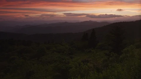 Pan upo to dramatic sky over the  Blue Ridge Mountains from the Parkway Stock Footage 103401414