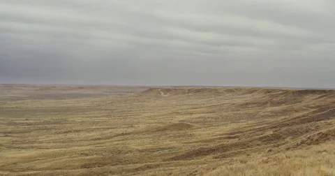 Pan of vast prairie landscape Video stock 81496384