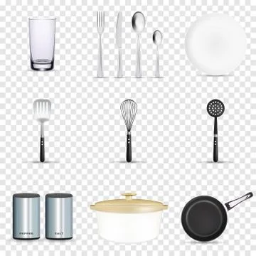 Pan vector kitchenware or cookware for cooking food with kitchen utensil cutlery Stock Illustration
