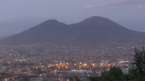 Pan of Vesuvius from Vomero Video stock 81066228